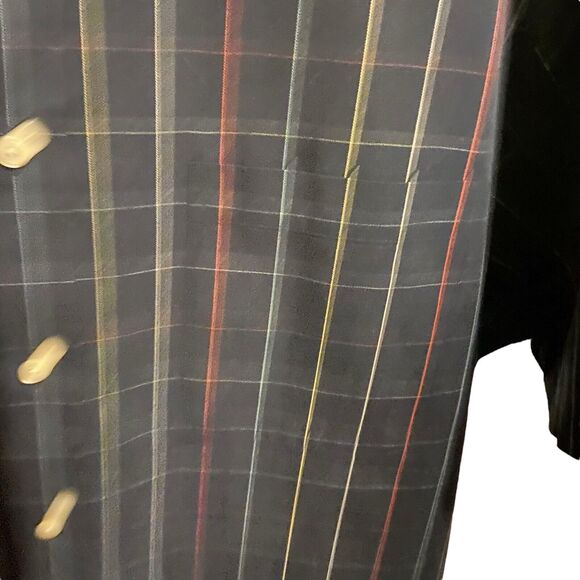 Roundtree & Yorke Men's 3XL Short Sleeve Button Down Red Blue Check Front Pocket - Picture 6 of 7